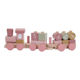 TRAIN A BLOC EN BOIS WILD FLOWERS LITTLE DUTCH