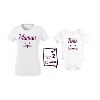 DUO MAMAN + BEBE " maman chat bébé chat" Par2cmieux