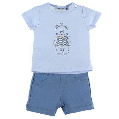 ENSEMBLE T-SHIRT ET SHORT BLEU 1 mois NOUKIES 