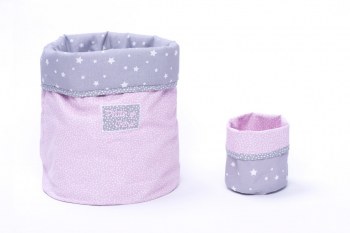 CORBEILLES DE RANGEMENT ÉTOILES ROSE/ GRIS BB&CO