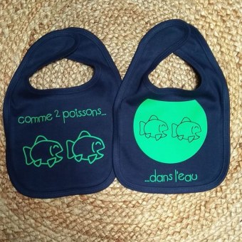 LOT DE 2 BAVOIRS "COMME 2 POISSONS DANS L'EAU" Par2cmieux