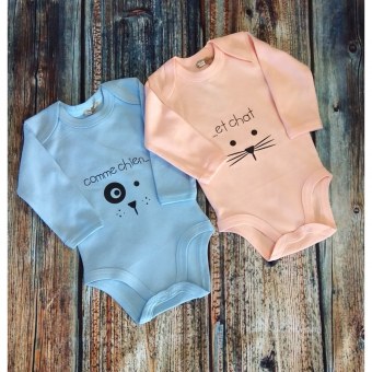 LOT DE 2 BODIES " Comme chien et chat " Par2cmieux
