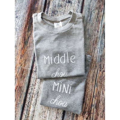 LOT DE 2 T-SHIRTS " Middle chou / Mini chou " manches au choix Par2cmieux