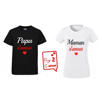 DUO T-SHIRT Papa d'amour + Maman d'amour Par2cmieux