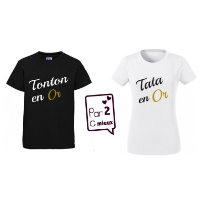DUO T-SHIRT Tonton en Or + Tata en Or Par2cmieux