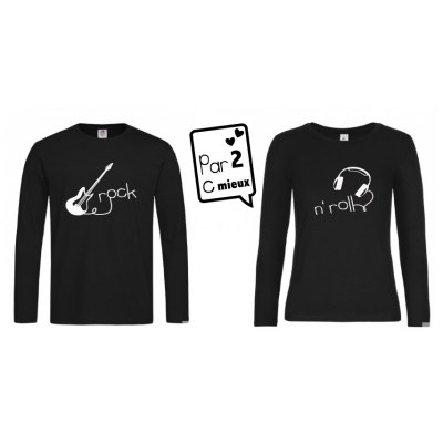 DUO T-SHIRT ROCK'N ROLL NOIR Par2cmieux
