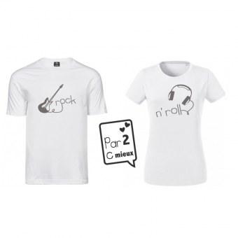DUO T-SHIRT ROCK'N ROLL BLANC Par2cmieux