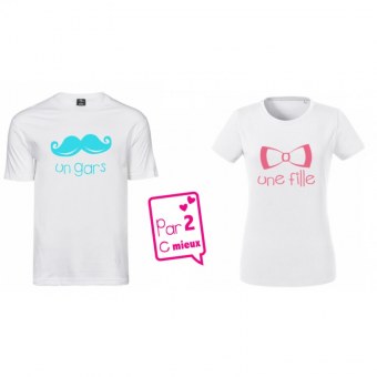 DUO T-SHIRT UN GARS / UNE FILLE BLANC Par2cmieux