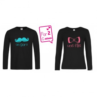 DUO T-SHIRT UN GARS / UNE FILLE NOIR Par2cmieux