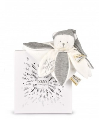 Doudou plat pétales Ours Gris - 25 cm - Collection Anniversaire