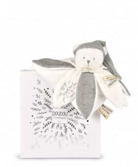 Doudou plat pétales Ours Gris - 25 cm - Collection Anniversaire
