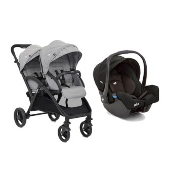 POUSSETTE DOUBLE EVALITE DUO GREY FLANNEL + COSY GEMM JOIE BABY