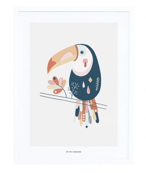 AFFICHE ENCADRÉE BÉBÉ TOUCAN PASTEL LILIPINSO