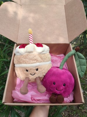 BOX CERISE SUR LE GÂTEAU PELUCHE JELLYCAT 