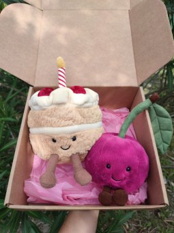 BOX CERISE SUR LE GÂTEAU PELUCHE JELLYCAT 