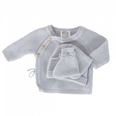 LOT NAISSANCE BRASSIÈRE BONNET CHAUSSONS POINT MOUSSE 0/1 mois GRIS Trois Kilos Sept