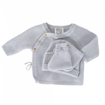 LOT NAISSANCE BRASSIÈRE BONNET CHAUSSONS POINT MOUSSE 0/1 mois GRIS Trois Kilos Sept