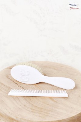 ENSEMBLE BROSSE ET PEIGNE MONOGRAMME TARTINE ET CHOCOLAT