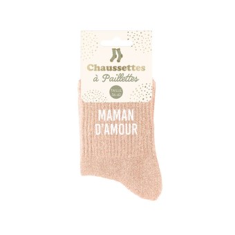 Chaussettes paillettes maman d amour