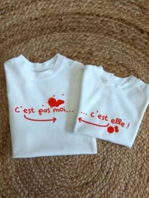 LOT DE 2 T-SHIRTS " C'est pas moi, C'est elle " MC ou ML Par2cmieux