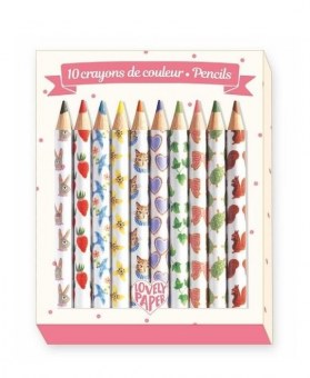LOT DE 10 MINI CRAYONS DE COULEURS AIKO DJECO