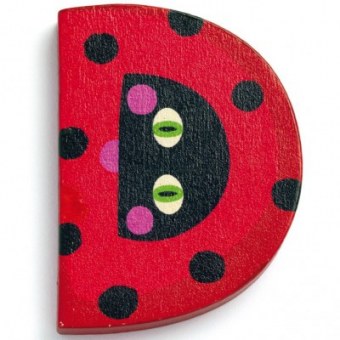 LETTRE D EN BOIS COCCINELLE ACHILLE DJECO