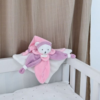 Doudou plat Ours Collector rose - 24 cm