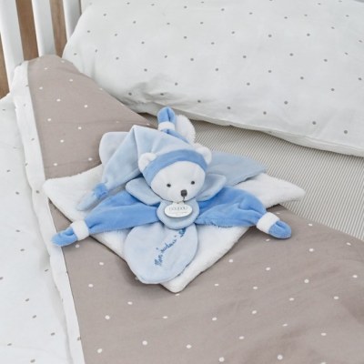 Doudou plat Ours Collector bleu - 24 cm