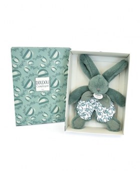  DOUDOU® lapin vert - Doudou plat - 18 cm