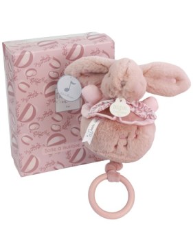 Lapin DOUDOU® - boite à musique lapin - 20 cm - Rose