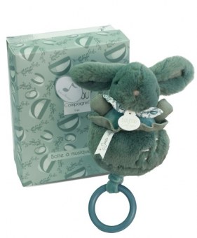  Lapin DOUDOU® - boite à musique lapin - 20 cm - Vert