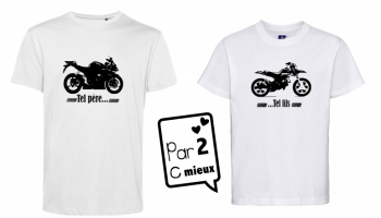 1 T-shirt Papa et 1 T-shirt Enfant *Moto* Mc ou ML