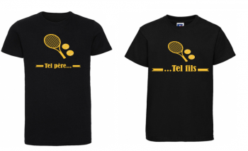 1 T-Shirt Papa & 1 T-Shirt Enfant Tel Père ... Tennis (Garçon / Fille)