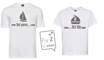 1 T-Shirt Papa & 1 T-Shirt Enfant Tel Père ...Voile (Garçon / Fille)