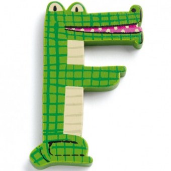 LETTRE F EN BOIS CROCODILE ACHILLE DJECO