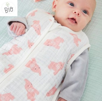 GIGOTEUSE NAISSANCE ÉTÉ MOUSSELINE DE COTON BIO ROSE NOUKIES