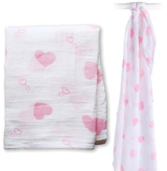  MAXI LANGE COTON COEURS ROSE LULUJO
