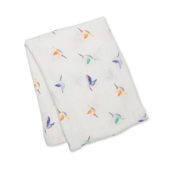 MAXI LANGE BAMBOU ET COTON (120x120cm) OISEAUX LULUJO