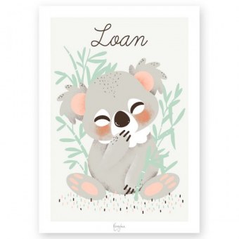 AFFICHE PRENOM " RAPHAËL" LE PETIT KOALA KANZILUE
