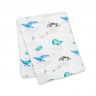 MAXI LANGE BAMBOU ET COTON (120x120cm) BALEINE LULUJO