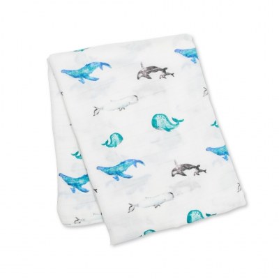 MAXI LANGE BAMBOU ET COTON (120x120cm) BALEINE LULUJO