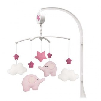 MOBILE MUSICAL ELEPHANTS ROSE JABADABADO