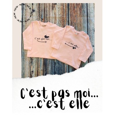 LOT DE 2 T-SHIRTS " C'est pas moi, C'est elle " ROSE MC ou ML Par2cmieux