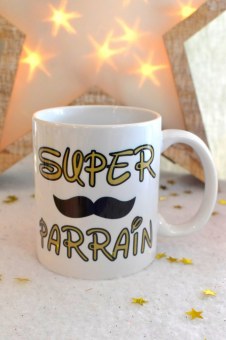 MUG PERSONNALISÉ SUPER PARRAIN moustache