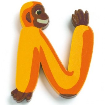 LETTRE N EN BOIS SINGE ACHILLE DJECO