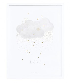 AFFICHE ENCADRÉE BÉBÉ LOVE NUAGE GRIS LILIPINSO