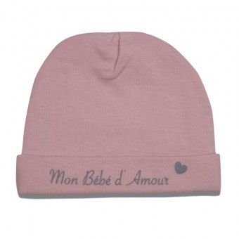 BONNET NAISSANCE COTON ROSE LES CHATOUNETS