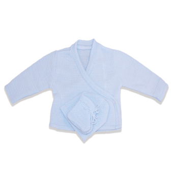 TROUSSEAU NAISSANCE BRASSIERE + CHAUSSONS + BONNET LES CHATOUNETS 0/1 mois BLEU