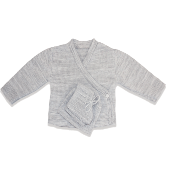 TROUSSEAU NAISSANCE BRASSIERE + CHAUSSONS + BONNET LES CHATOUNETS 0/1 mois GRIS