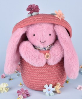 Peluche lapin Rose 35 cm - Lapin Fleurette
